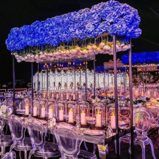 chair and tables for events with flowers