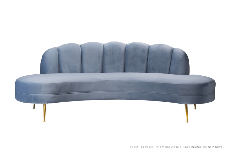 Swan Sea Blue Sofa – Gold
