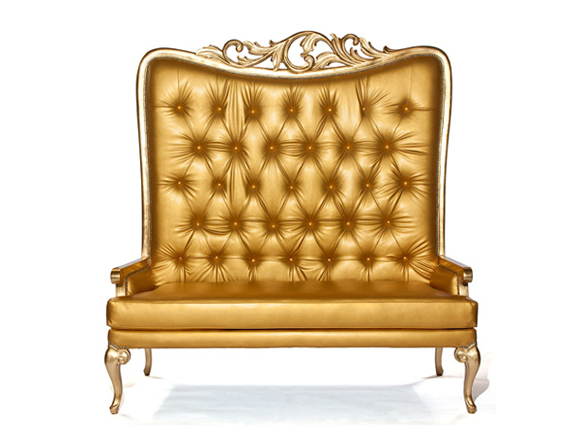 Tiffany Love Seat Gold With Gold Leaf Frame
