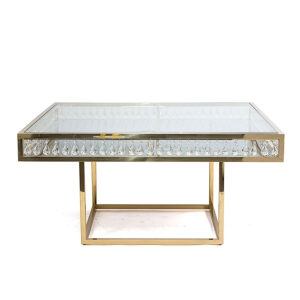 Le Crystal Square Dining Table Gold